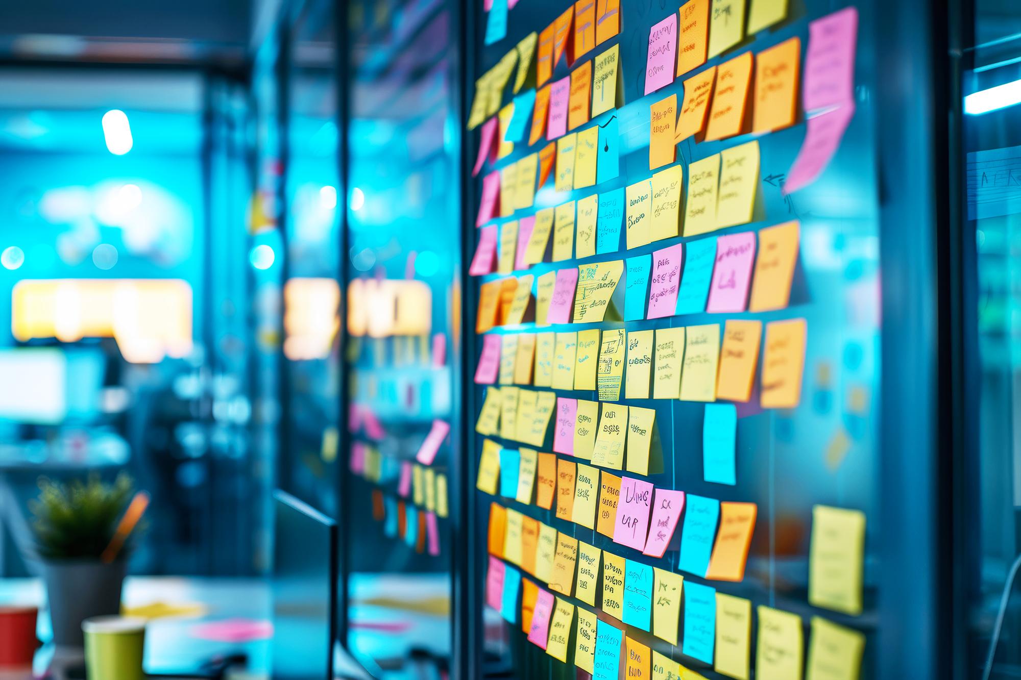 Real task board with sticky notes
