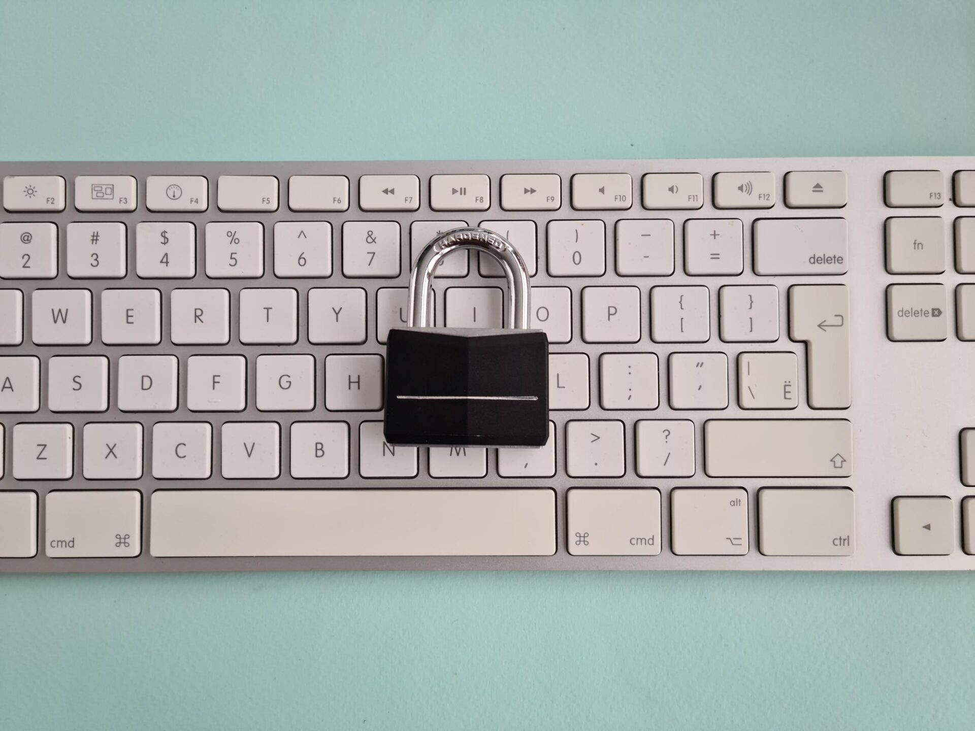 Real keyboard and padlock